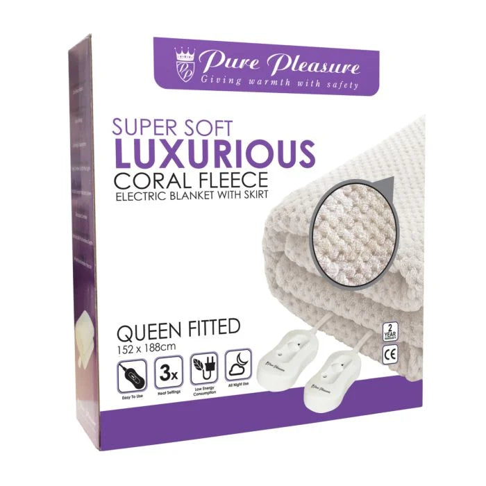 PurePleasure Queen Coral Fitted Electric Blanket